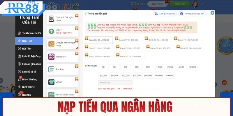 Nạp Tiền RR88 - Các Kênh Thanh Toán Phổ Biến Dễ Sử Dụng